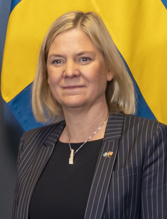 Magdalena Andersson vid ett möte i Stockholm